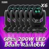6Pcs/lot LED Moving Head Light 200W Beam+Spot+18 Rotating Prisms+Rainbow Effect Dj Dmx Stage Light Effect Light Disco Dj Bar