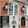 27"(H) 1-Pack Outdoor Wall Lantern with Dusk to Dawn Sensor, Black Weatherrproof Exterior Light Fixture with Clear Bubble Glass
