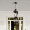 Antique Crown Outdoor Hanging Lantern, Waterproof Vintage Pendant Light with Ornate Metal Design and Clear Glass for Patio, Garden, Porch