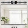 (NEW SKU:W1340P206793)Modern Minimalist Bathroom Vanity Light, LED 5 Bulb Frosted Glass Shades, Wall Mounted Decorative Lighting Fixture
