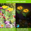 2Pcs Solar Powered Sunflower Lights 10 LED Decorative Stake Lamp
