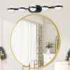 (NEW SKU:W1340P206793)Modern Minimalist Bathroom Vanity Light, LED 5 Bulb Frosted Glass Shades, Wall Mounted Decorative Lighting Fixture