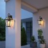 2-Pack Outdoor Wall Lanterns, Black Finish Weatherproof Wall Sconce with Clear Glass Panels, Vintage Exterior Light Fixtures for Porch, Patio, Garage