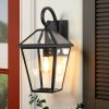 2-Pack Outdoor Wall Lanterns, Black Finish Weatherproof Wall Sconce with Clear Glass Panels, Vintage Exterior Light Fixtures for Porch, Patio, Garage