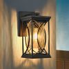 1-pack Black Outdoor Wall Lantern with Crackled Glass, Weather-Resistant Exterior Light Fixture for Porch, Patio, and Entryway