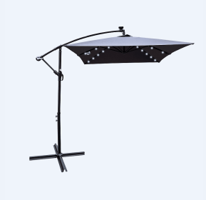W656127034  26 lamp rectangular outdoor terrace umbrella anthracite outdoor table lamp solar umbrella 2x3M solar lamp umbrella LED lighting sunsh (W656127034: W656127034)