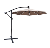 W65642335  Outdoor Dew Table Lamp Solar Umbrella 10 ft Solar Light Umbrella LED Lighting Umbrella 8 rib umbrella crank / Cross Base Lemon Green S