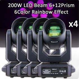 4Pcs/Lot LED Beam Spot 200W Moving Head Light Gobo/6+12Prism With DMX 512 Controller For Projector Dj Disco Stage Lighting (Color: 4Pcs Carton Case, Plug Type: US PLUG)