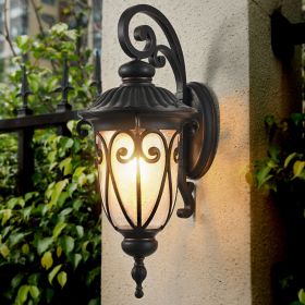 1-pack Classic Outdoor Wall Lantern, Black Vintage Wall Sconce with Bubble Glass, Weatherproof Exterior Light Fixture for Porch, Patio (Color: As Pic)