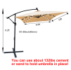 W656127034  26 lamp rectangular outdoor terrace umbrella anthracite outdoor table lamp solar umbrella 2x3M solar lamp umbrella LED lighting sunsh