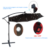 W65627956  Outdoor exposed table lamp Solar umbrella 10 feet Solar lamp umbrella LED lighting umbrella 8 rib umbrella crank / cross base Burgundy