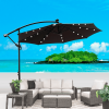 W65627956  Outdoor exposed table lamp Solar umbrella 10 feet Solar lamp umbrella LED lighting umbrella 8 rib umbrella crank / cross base Burgundy
