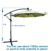 W65642335  Outdoor Dew Table Lamp Solar Umbrella 10 ft Solar Light Umbrella LED Lighting Umbrella 8 rib umbrella crank / Cross Base Lemon Green S
