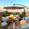 W65642335  Outdoor Dew Table Lamp Solar Umbrella 10 ft Solar Light Umbrella LED Lighting Umbrella 8 rib umbrella crank / Cross Base Lemon Green S