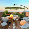 W65642335  Outdoor Dew Table Lamp Solar Umbrella 10 ft Solar Light Umbrella LED Lighting Umbrella 8 rib umbrella crank / Cross Base Lemon Green S