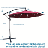 W65627956  Outdoor exposed table lamp Solar umbrella 10 feet Solar lamp umbrella LED lighting umbrella 8 rib umbrella crank / cross base Burgundy